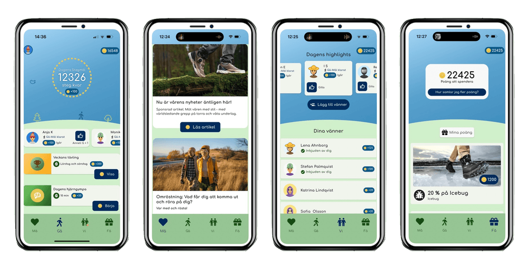 Skärmdumpar från appen